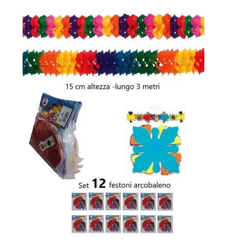 Ghirlande Colorate Arcobaleno 3 mt – Confezione 12 pz – RIO