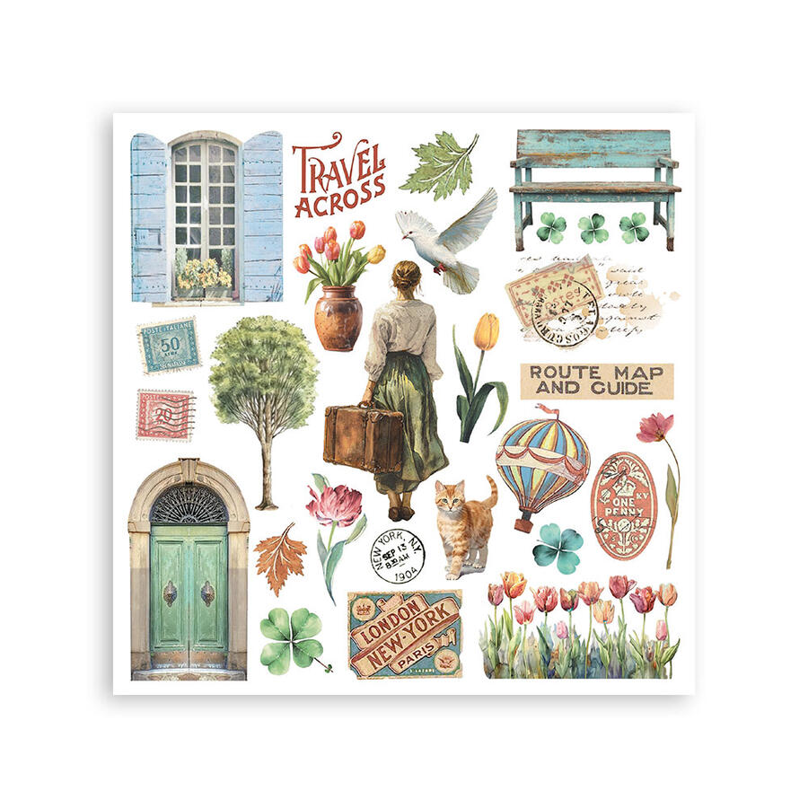 Rub on kit Art of Travelling 6 pagine