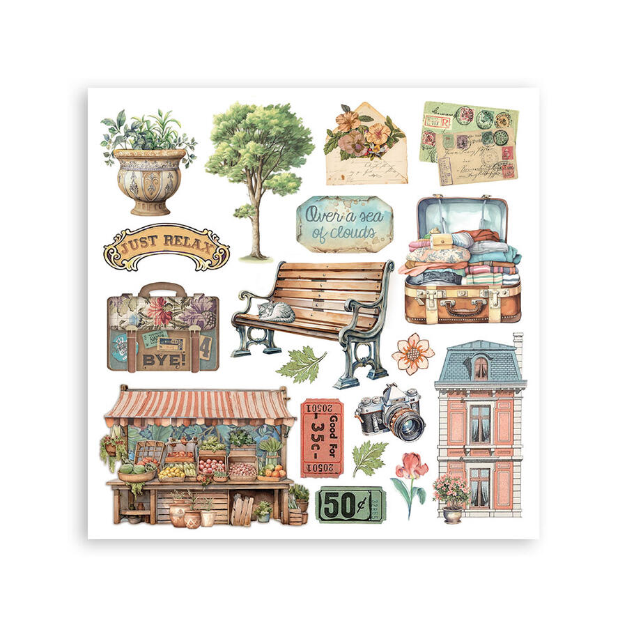 Rub on kit Art of Travelling 6 pagine