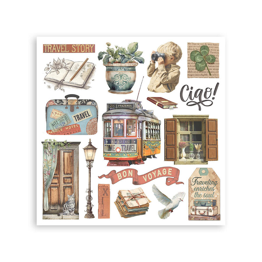 Rub on kit Art of Travelling 6 pagine