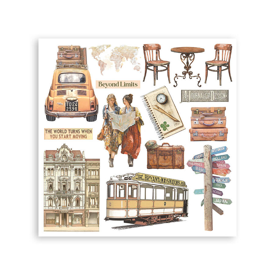Rub on kit Art of Travelling 6 pagine