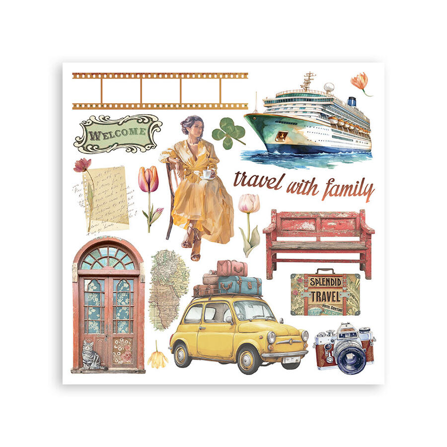 Rub on kit Art of Travelling 6 pagine