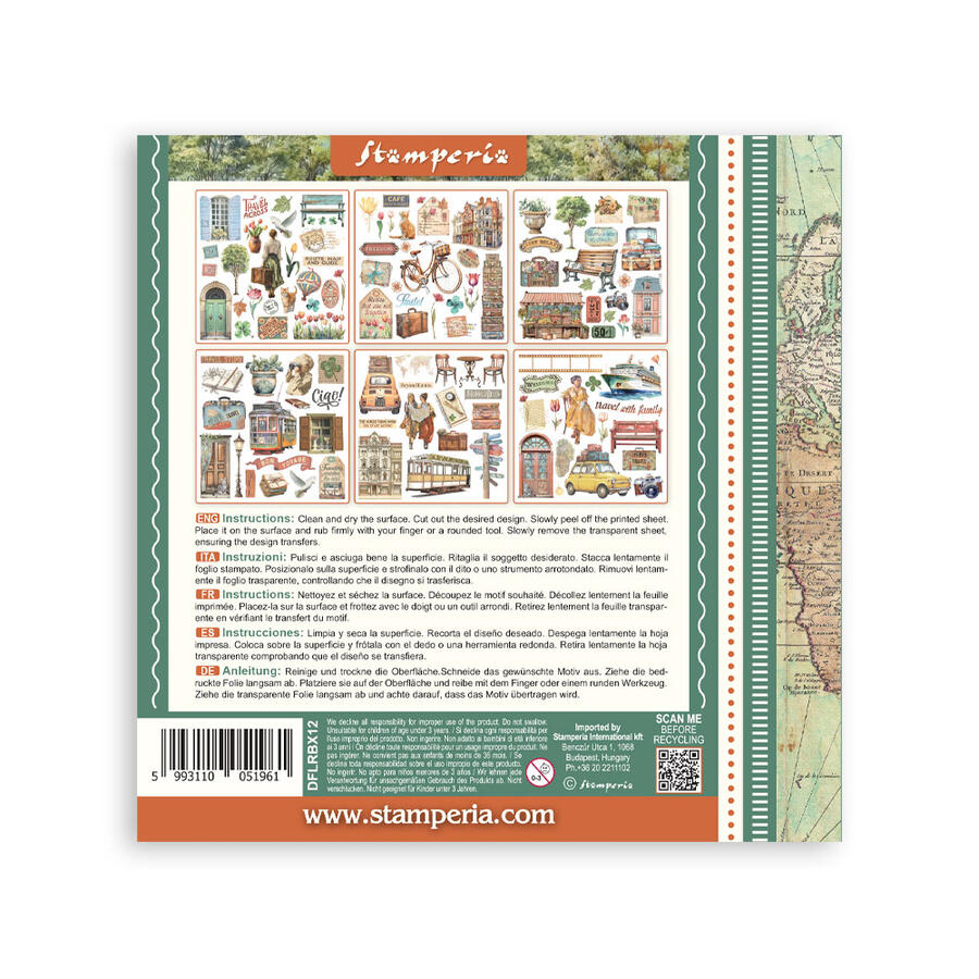 Rub on kit Art of Travelling 6 pagine