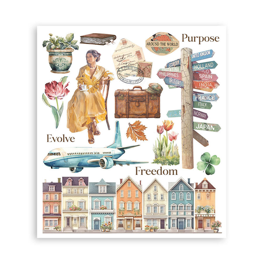 Rub on selection cm 20,5 x 23  Art of Travelling 6 pagine