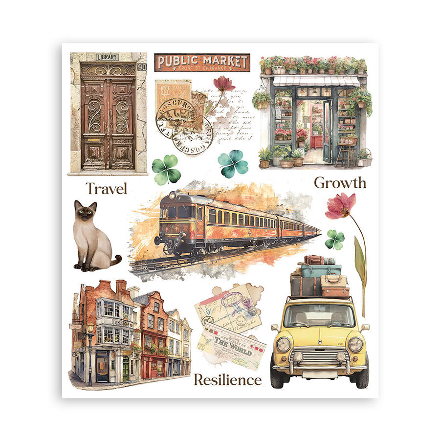 Rub on selection cm 20,5 x 23  Art of Travelling 6 pagine