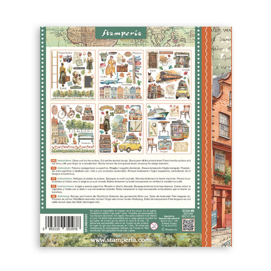 Rub on selection cm 20,5 x 23  Art of Travelling 6 pagine