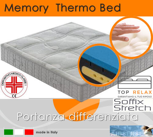 Materasso Memory Thermo Bed Dispositivo Medico Alta Tecnologia 105x190/195/200 Made In Italy
