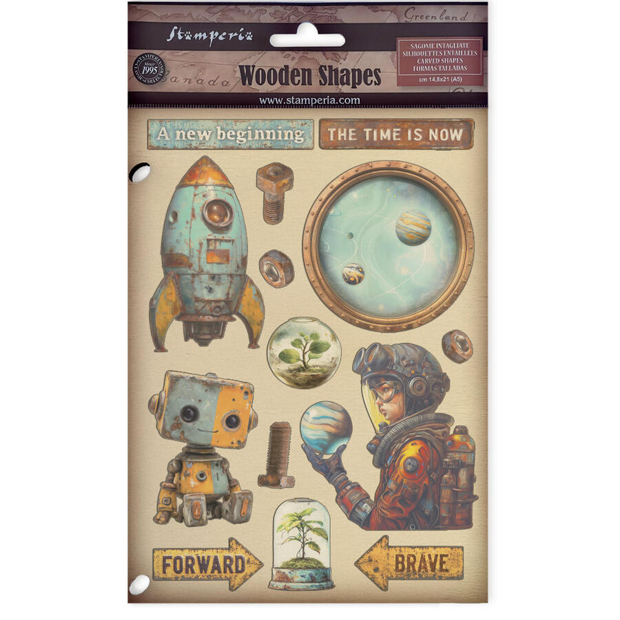 Wooden shape colorato fto A5 A new Beginning