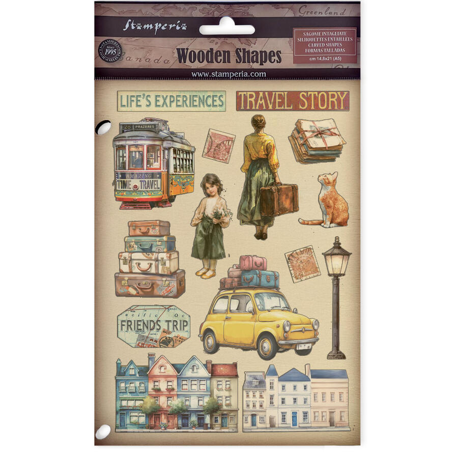 Wooden shape colorato fto A5 Art of Travelling