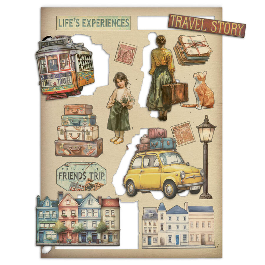 Wooden shape colorato fto A5 Art of Travelling