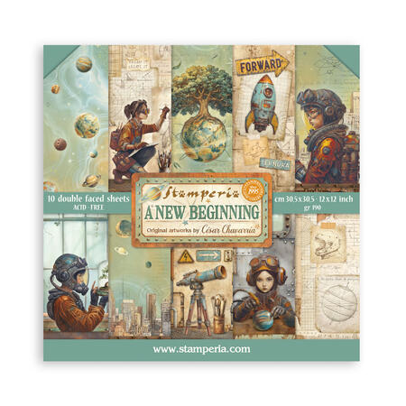 Blocco 10 fogli 30,5 x 30,5 Double Face A new Beginning