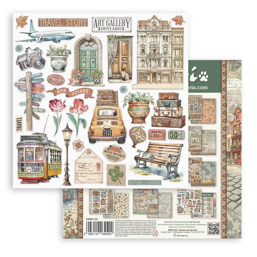 Blocco 10 fogli 20,3 x 20,3 Double Face Art of Travelling