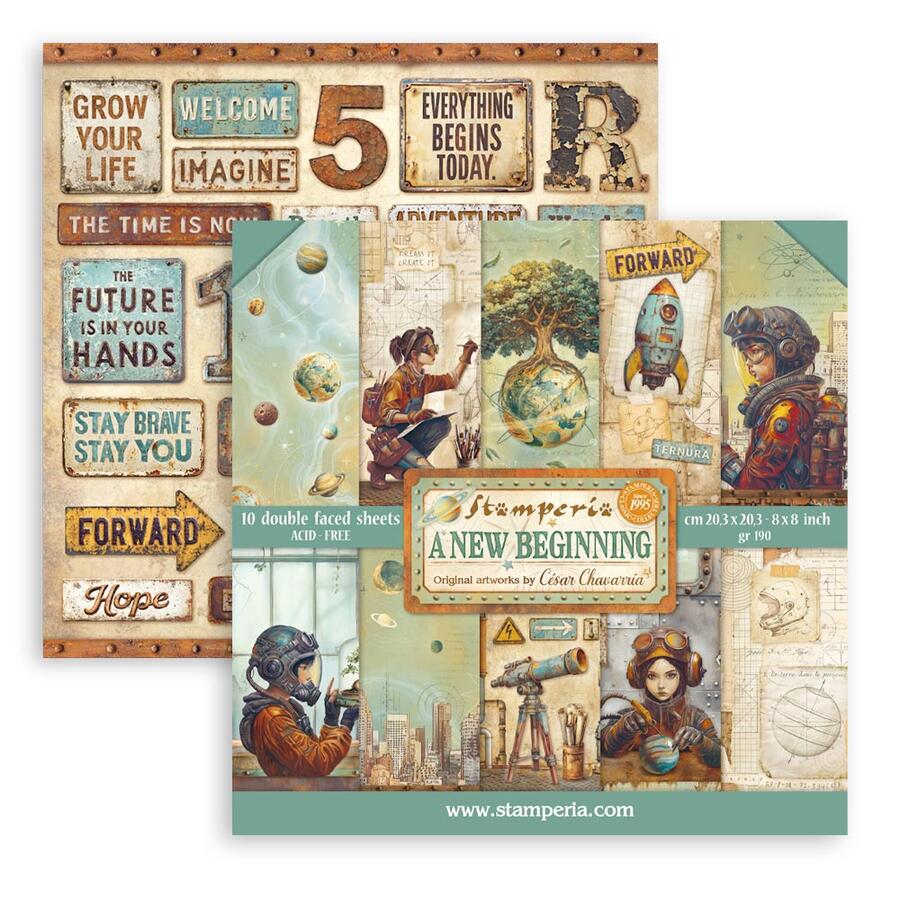 Blocco 10 fogli 20,3 x 20,3 Double Face A new Beginning