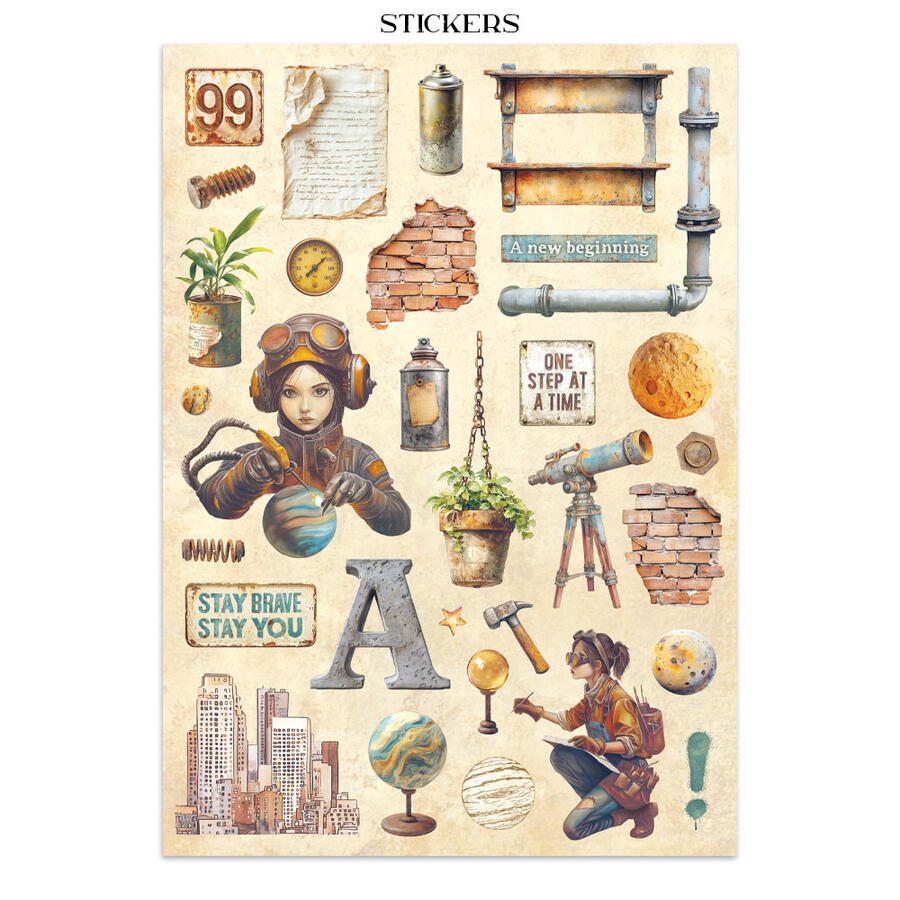 Junk journal stickers, cut-outs, backgrounds A new Beginning