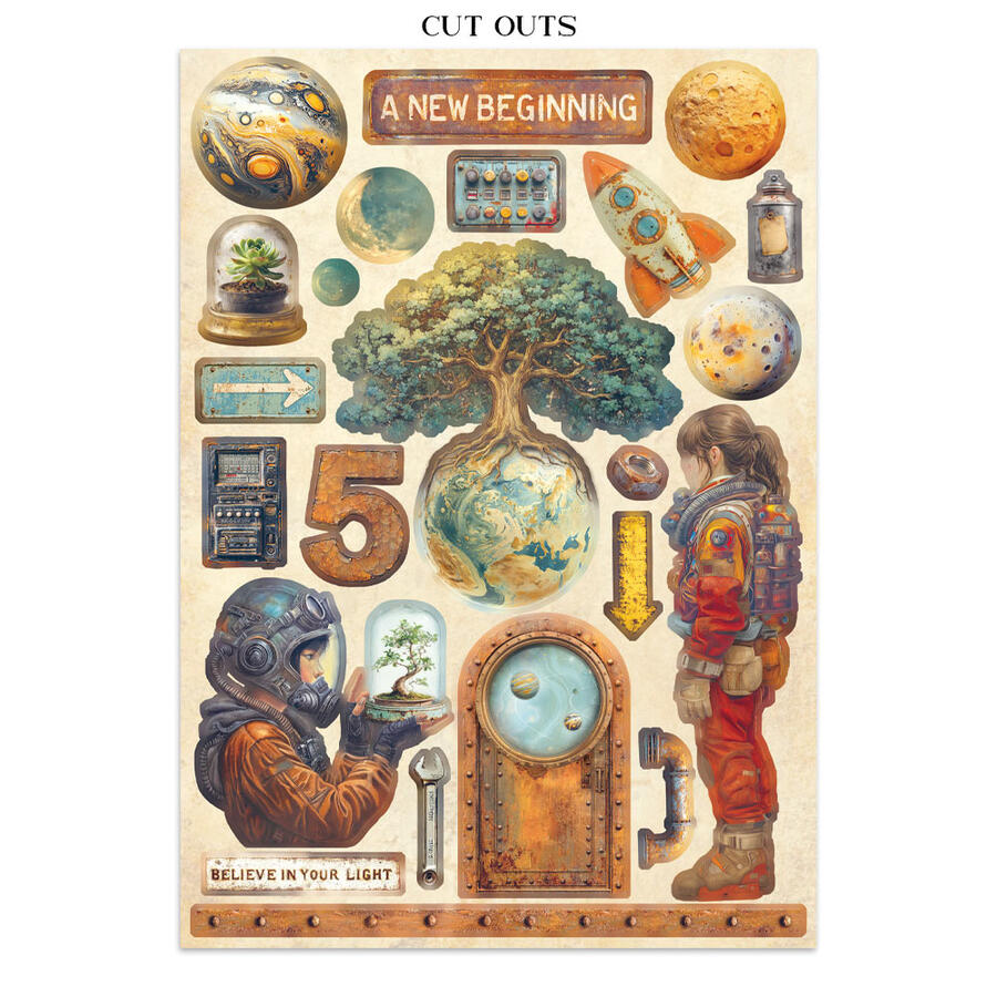 Junk journal stickers, cut-outs, backgrounds A new Beginning