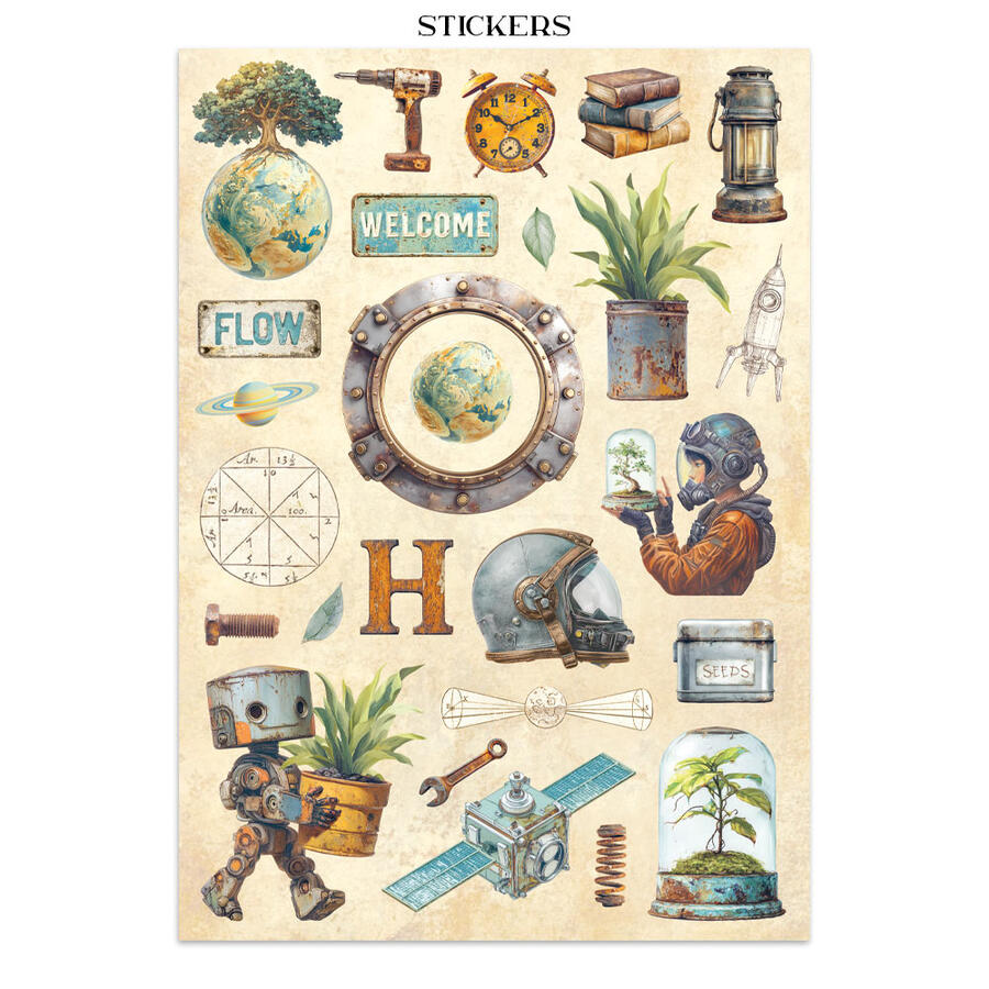 Junk journal stickers, cut-outs, backgrounds A new Beginning