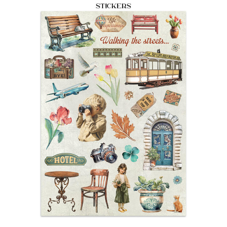 Junk Journal stickers, cut-outs, backgrounds Art of Travelling