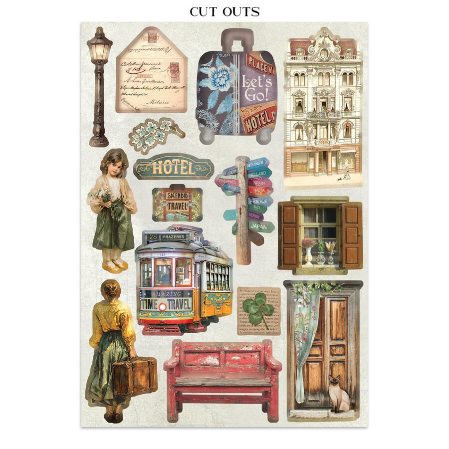 Junk Journal stickers, cut-outs, backgrounds Art of Travelling