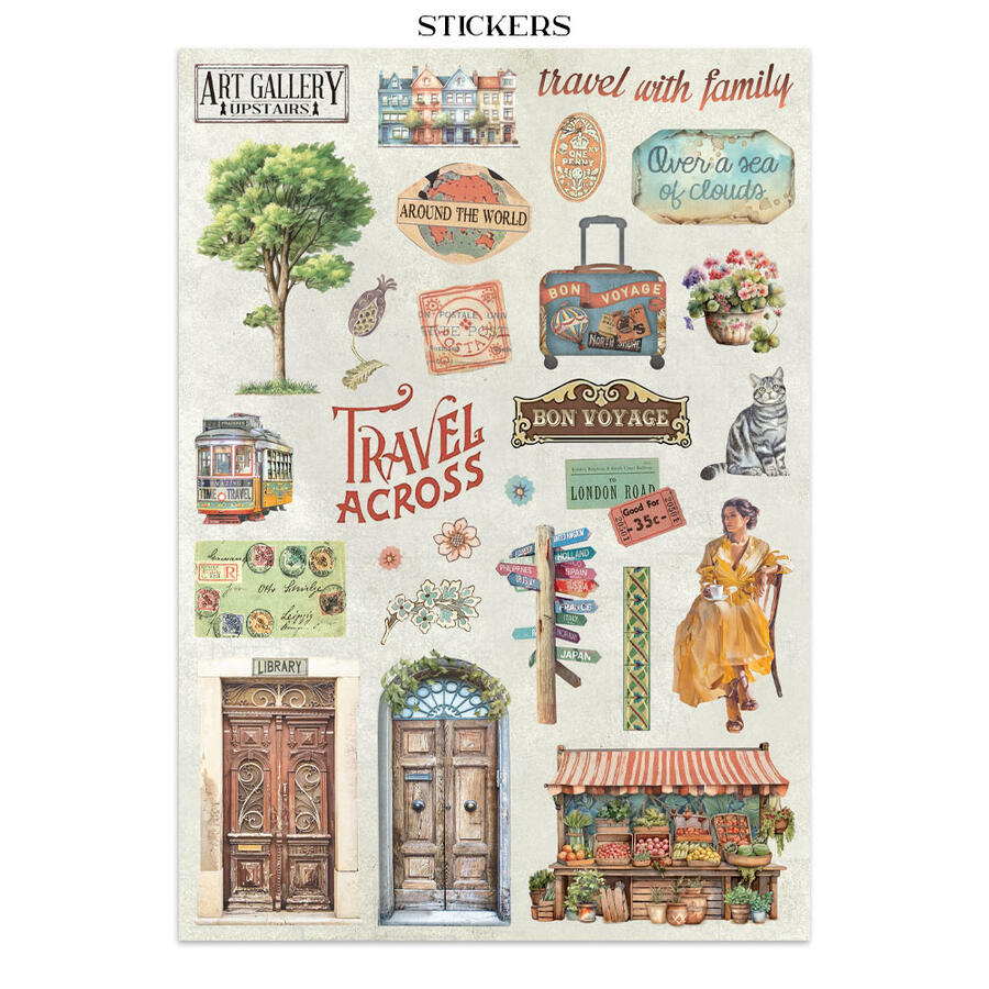Junk Journal stickers, cut-outs, backgrounds Art of Travelling