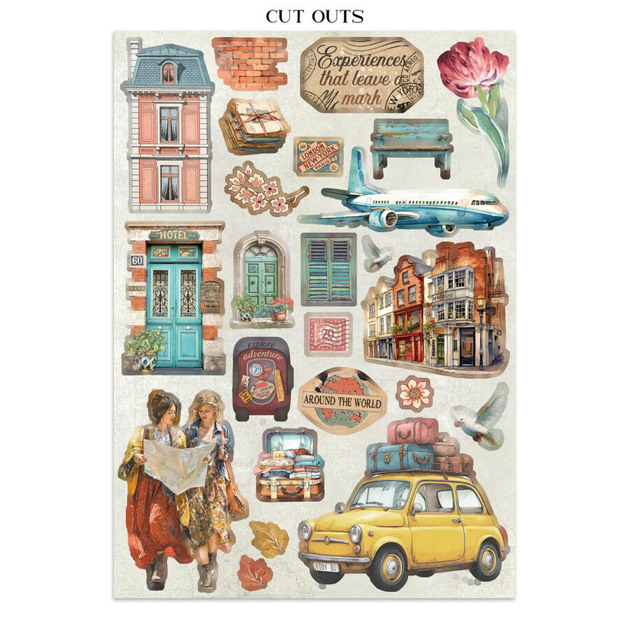 Junk Journal stickers, cut-outs, backgrounds Art of Travelling