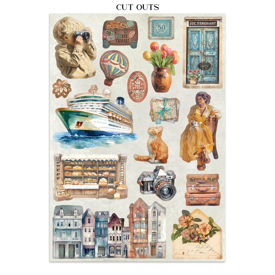 Junk Journal stickers, cut-outs, backgrounds Art of Travelling