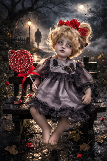 Giulietta sulla panchina bambola in porcellana 