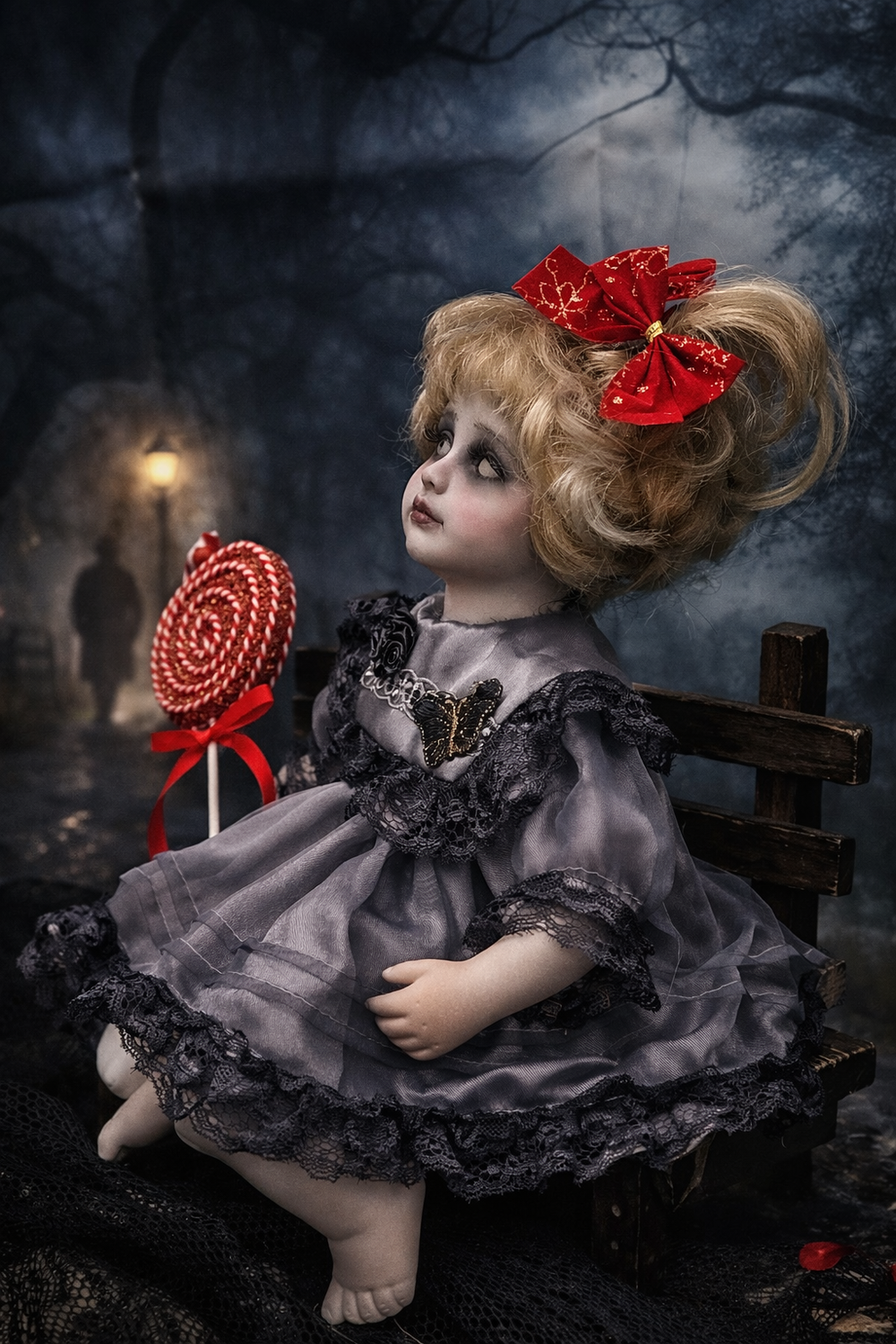 Giulietta sulla panchina bambola in porcellana 