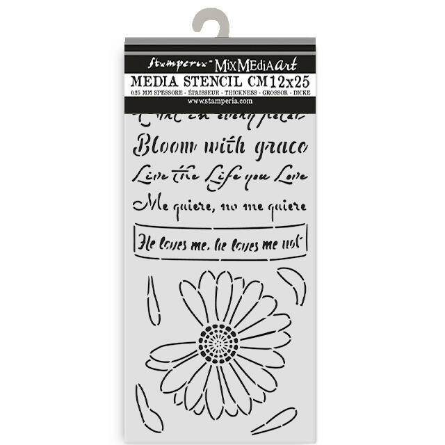 Stencil spesso 12 x 25 cm Daisy Art M'ama non m'ama