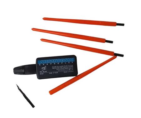 Set Calligrafia Vintage 1973: 4 Portapennini Conté 1770 + Inchiostro di China Mecanorma