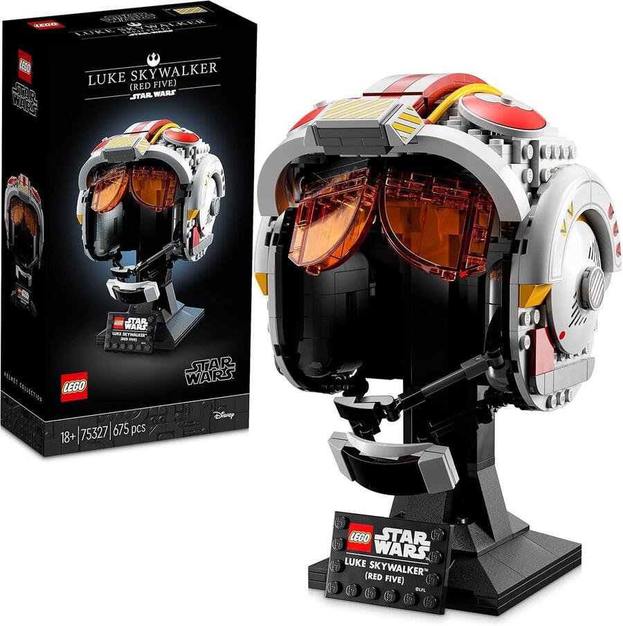 LEGO Star Wars Casco di Luke Skywalker (Red Five), Kit Modellismo Adulti, Elmo da Collezione, Idea Regalo da Esposizione per Uomo e Donna Fan di Guerre Stellari 75327