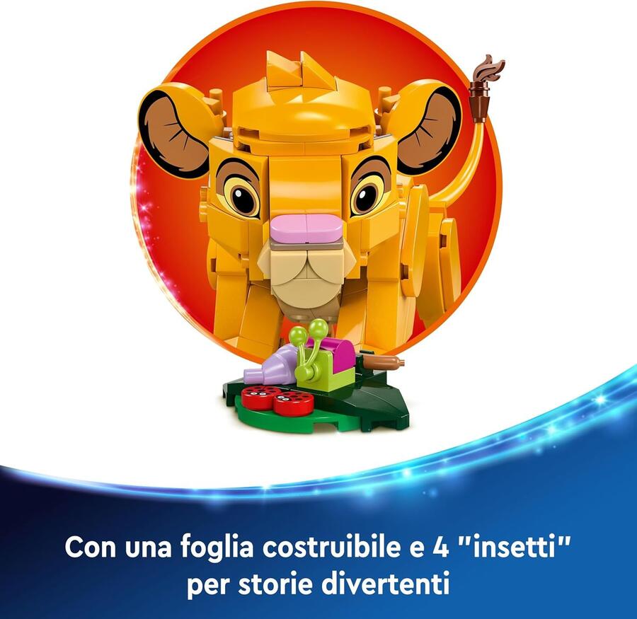 LEGO Disney Simba, il Cucciolo del Re Leone, Giochi di Fantasia per Bambine e Bambini da 6 Anni, Personaggio Giocattolo Costruibile con Parti Snodabili dal Film d'Animazione, Idea Regalo 43243