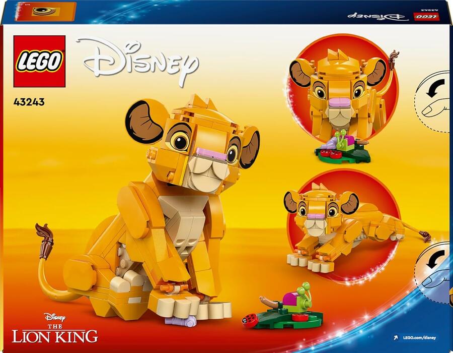 LEGO Disney Simba, il Cucciolo del Re Leone, Giochi di Fantasia per Bambine e Bambini da 6 Anni, Personaggio Giocattolo Costruibile con Parti Snodabili dal Film d'Animazione, Idea Regalo 43243