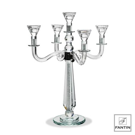 Candelabro in Cristallo 5 Fiamme Fantin Argenti - Ø40xH51 cm | Design Classico Luxury