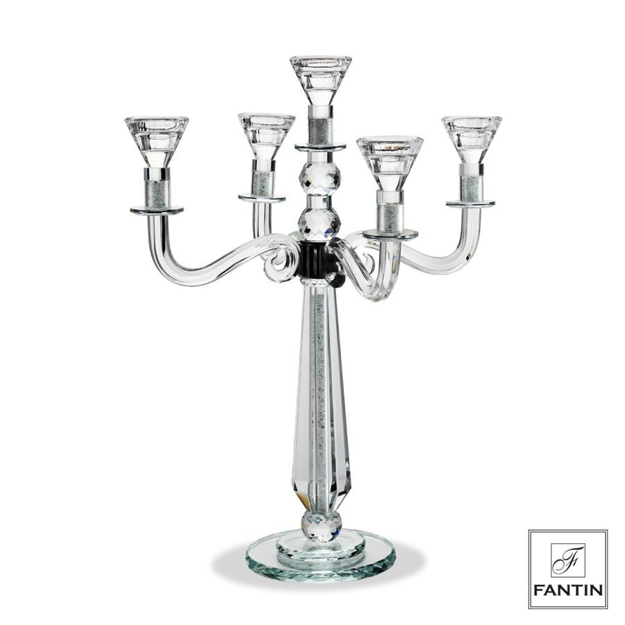Candelabro in Cristallo 5 Fiamme Fantin Argenti - Ø40xH51 cm | Design Classico Luxury