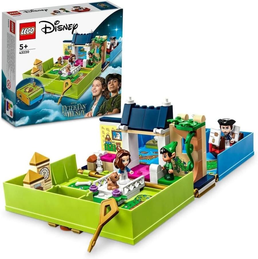 LEGO Disney L'Avventura nel Libro delle Fiabe di Peter Pan e Wendy, Set di Giochi da Viaggio per Bambini dai 5 Anni con Micro Bamboline e Nave Pirata 43220