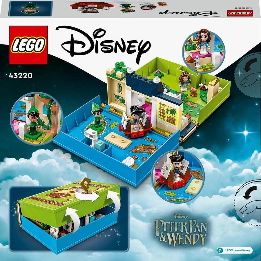 LEGO Disney L'Avventura nel Libro delle Fiabe di Peter Pan e Wendy, Set di Giochi da Viaggio per Bambini dai 5 Anni con Micro Bamboline e Nave Pirata 43220