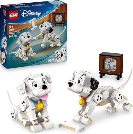 LEGO ǀ Disney Pongo e Peggy - La Carica dei Cento e Uno - Animali Giocattolo per il Gioco e l'Esposizione - Figure con Teste, Gambe e Code Mobili - Con Osso e TV - Regalo per Bambine da 6 Anni 43271