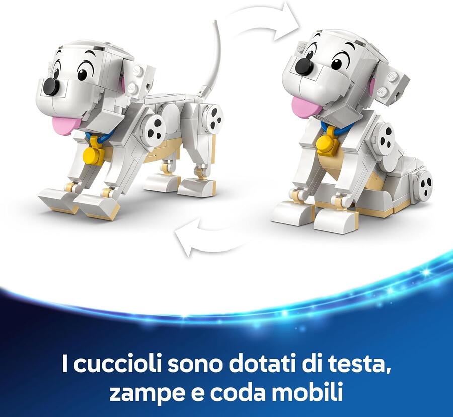 LEGO ǀ Disney Pongo e Peggy - La Carica dei Cento e Uno - Animali Giocattolo per il Gioco e l'Esposizione - Figure con Teste, Gambe e Code Mobili - Con Osso e TV - Regalo per Bambine da 6 Anni 43271