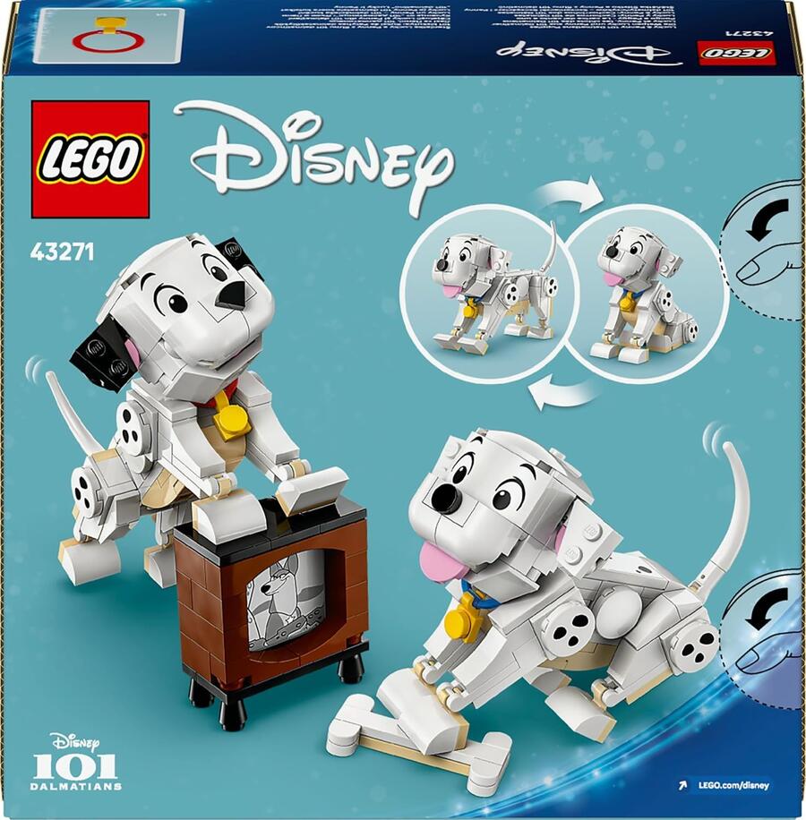 LEGO ǀ Disney Pongo e Peggy - La Carica dei Cento e Uno - Animali Giocattolo per il Gioco e l'Esposizione - Figure con Teste, Gambe e Code Mobili - Con Osso e TV - Regalo per Bambine da 6 Anni 43271