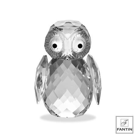 Gufo Portafortuna in Cristallo Fantin Argenti - Scultura Decorativa H 10,5 cm