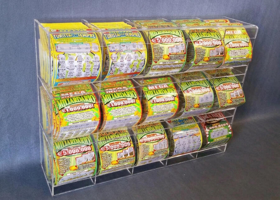 Contenitore per Gratta e Vinci da banco o Parete a cubo (15 cubi orizzontale) 