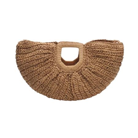 Borsa da polso con tracolla, effetto paglia, con zip