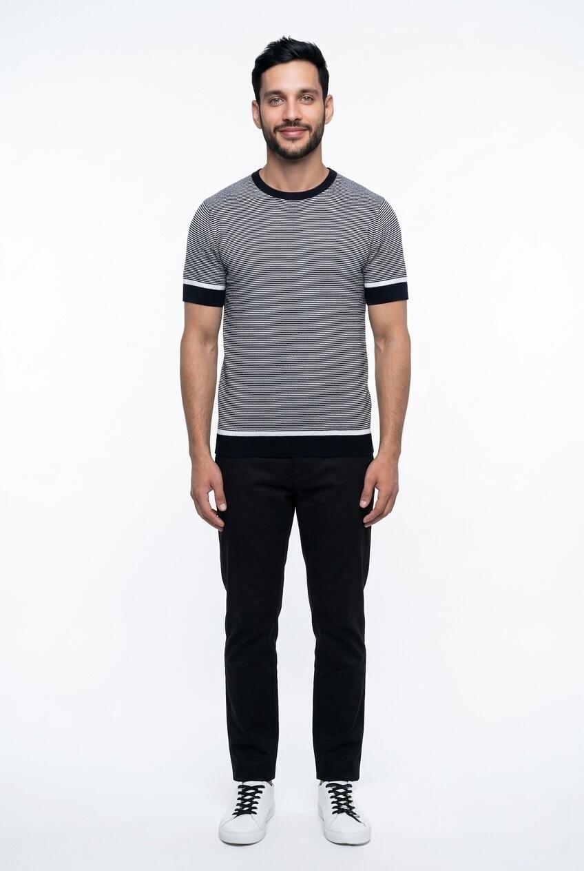 Over-d T-shirt in Maglia a Righe Blu