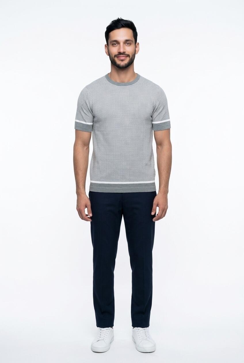 Over-d T-shirt in Maglia a Righe Verde