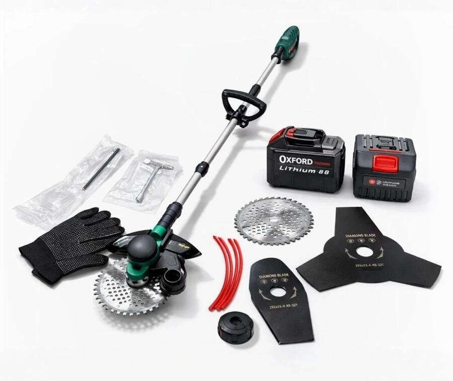 TAGLIAERBA ELETTRICO  CON 2 BATTERIE 88 BRUSHLESS PIEGHEVOLE ACCESSORI TOSAERBA 