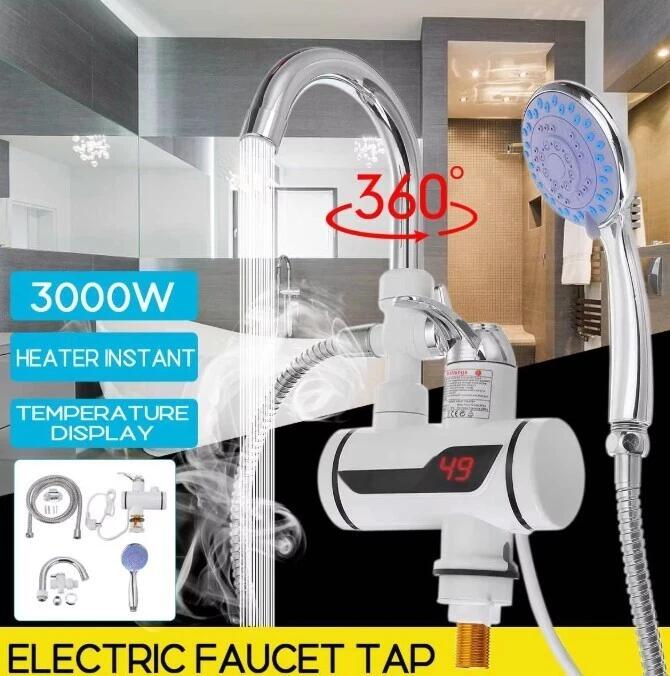 Rubinetto Doccetta Miscelatore Elettrico Caldaia 3000W Riscaldatore Acqua Calda