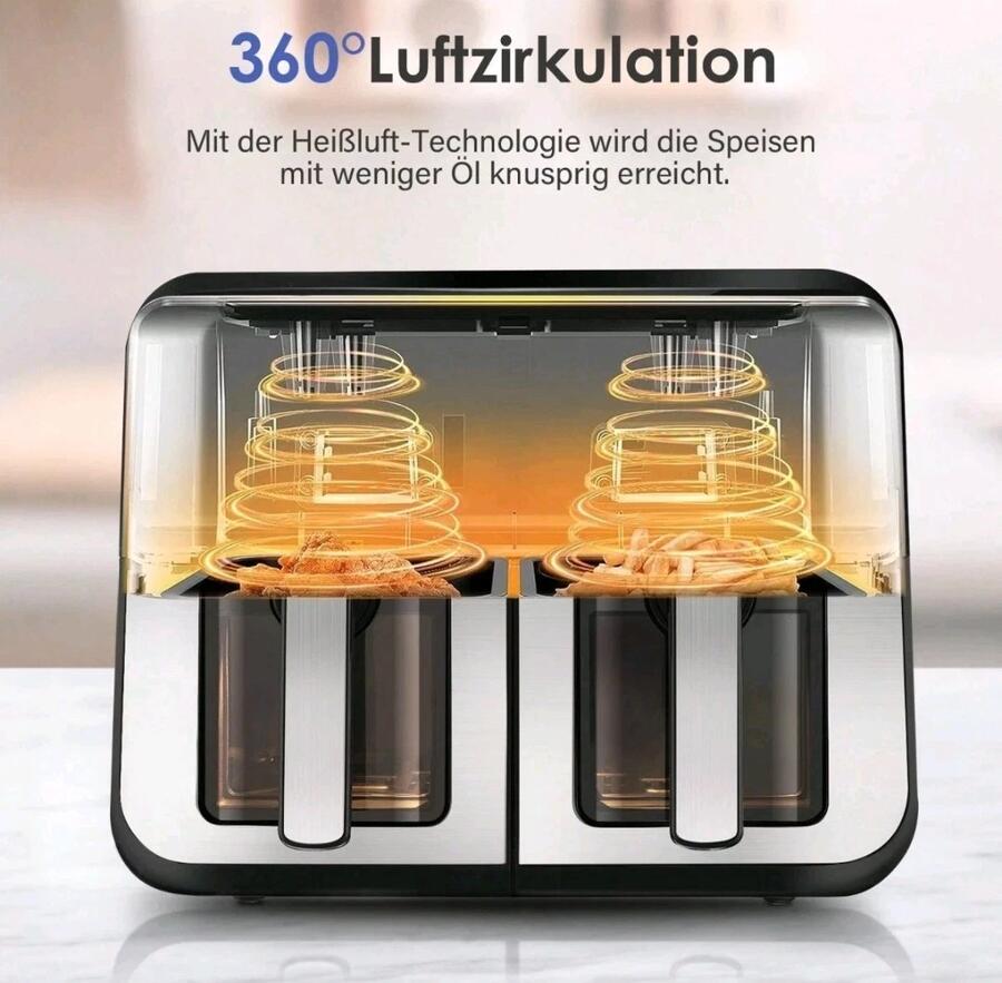 FRIGGITRICE  15 LITRI AD ARIA CON DOPPIO CESTELLI INDIPENDENTI DUAL ZONE 2400W