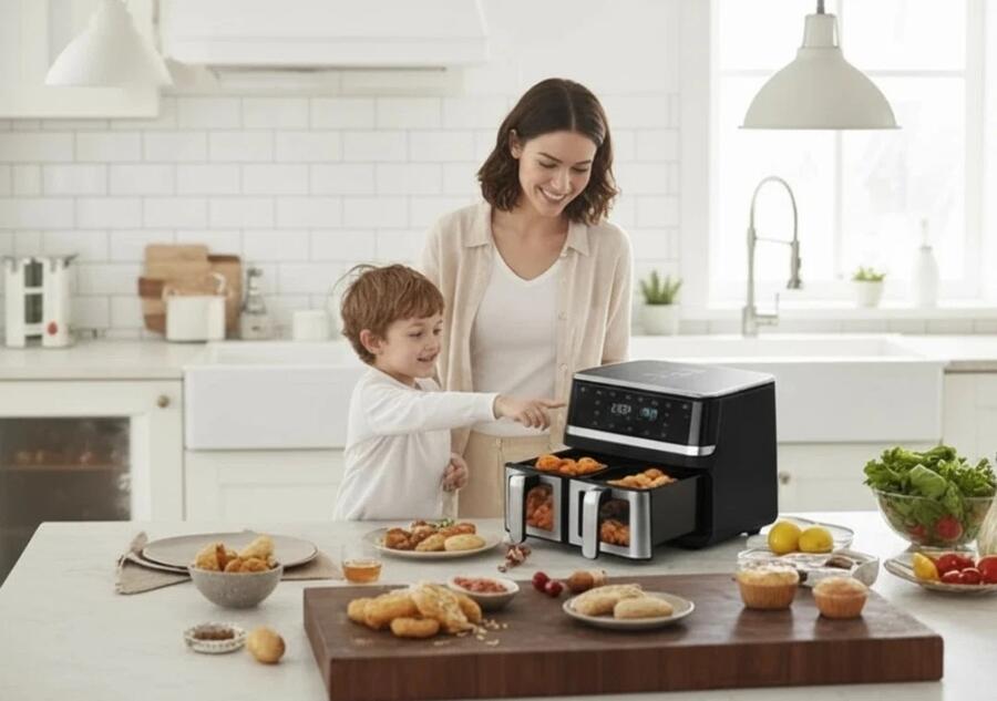 FRIGGITRICE  15 LITRI AD ARIA CON DOPPIO CESTELLI INDIPENDENTI DUAL ZONE 2400W