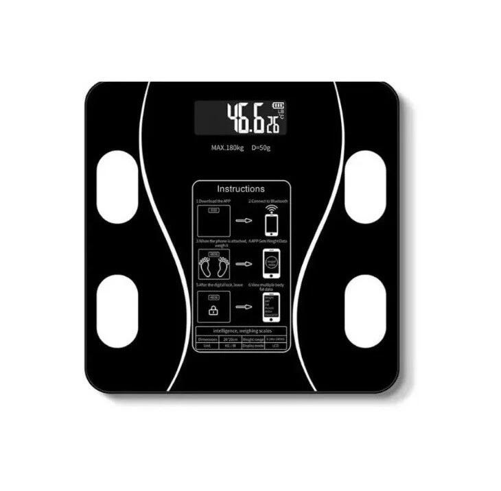 Bilancia digitale smart vetro temperato display LCD e con connessione Bluetooth