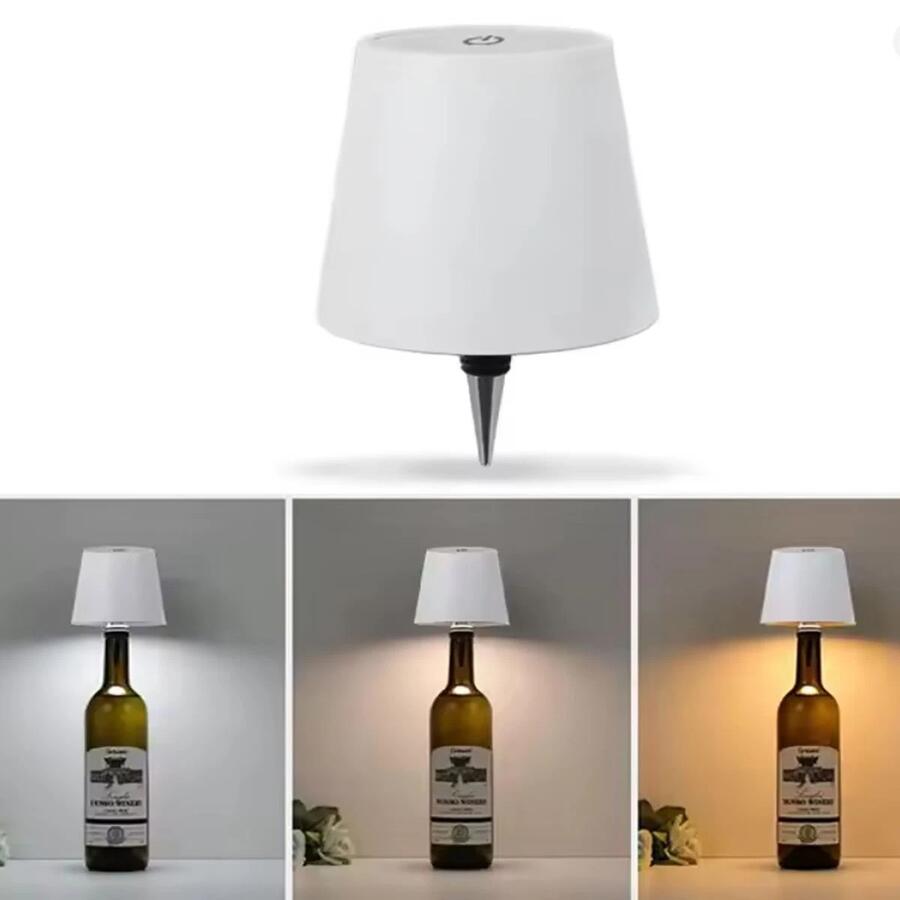 LAMPADA BIANCO LED TOUCH BOTTIGLIA TAPPO TAVOLO RICARICABILE USB C DIMMERABILE 